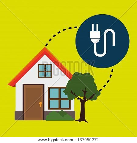 smart home with electric plug isolated icon design, vector illustration  graphic