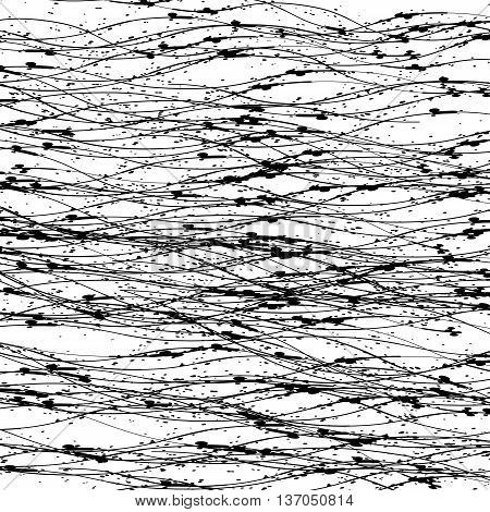 Abstract Grunge Texture. Black Ink Background. Dirty Monochrome Pattern.  Brush Painted Design Element