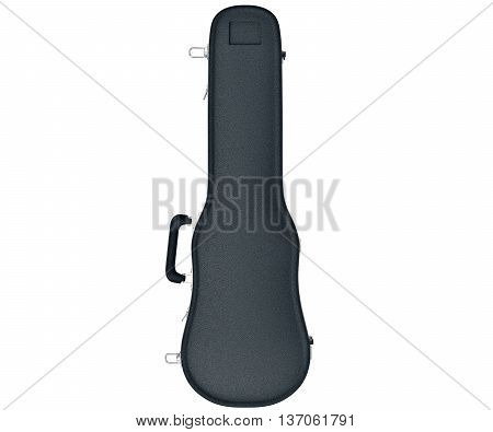 Case viola violin modern plastic black, front view. 3D graphic