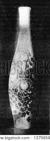 Underglaze vase, vintage engraved illustration. Industrial encyclopedia E.-O. Lami - 1875.