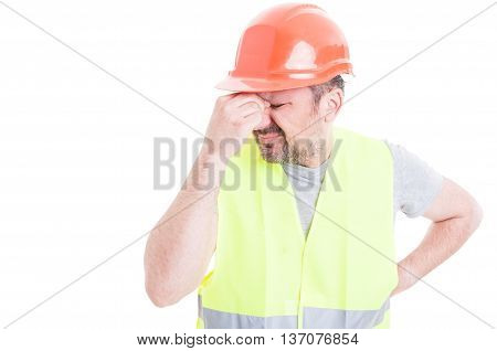 Portrait Of Male Constructor Forgot To Do Something