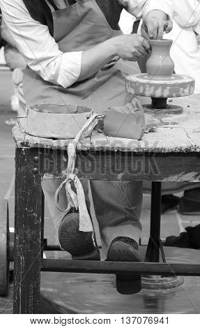 Potter With The Hand Lathe
