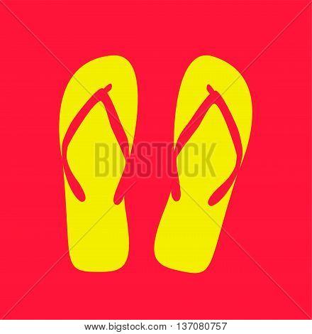 Pair of flip-flops. Vector illustration pink color