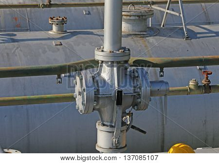 Pipes And Safety Valve Above The Gigantic Pressure Vessel For St