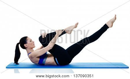 woman fitness pilates exercices isolated
