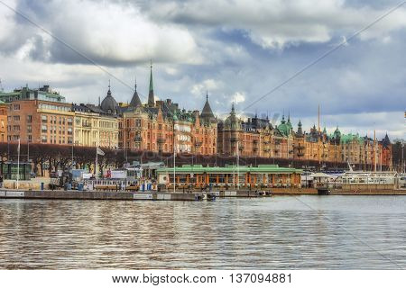Stockholm Sweden - March 30 2016: Stockholm city Sweden. Stockholm old town view.