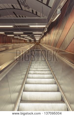 Stockholm, Sweden - March 31, 2016: Stockholm subway. Interior of Radhuset station. Radhuset metro station.