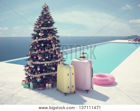 A different Christmas, we change the snow and cold. 3d rendering