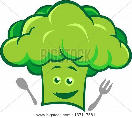 stock logo abstract green chef broccoli smile