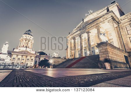 Concert Hall Berlin At Gendarmenmarkt At Night