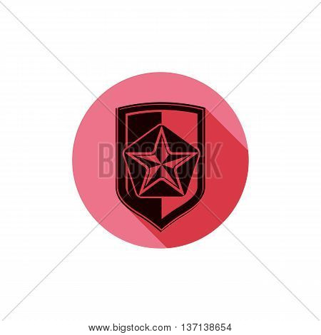 Military shield with pentagonal comet star protection heraldic sheriff blazon. Army symbol sheriff badge.