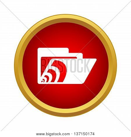 File folder with wi fi sign icon in simple style on a white background