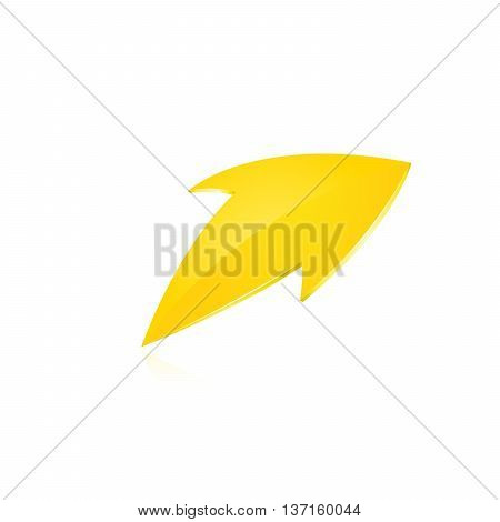 Yellow arrow. Vector illustration on white bacjground.