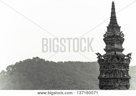 One of the towers, tomb of Khai Dinh emperor in Hue, Vietnam