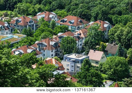 Buildings in the district of Dresden Loschwitz (Germany).