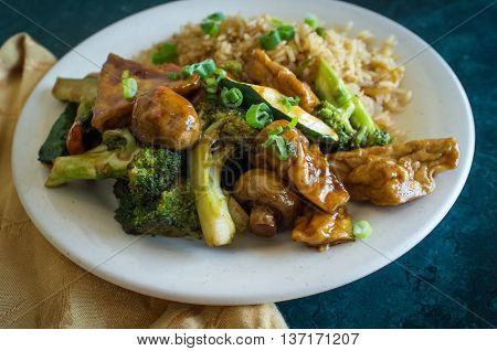 Buddhas delight vegetarian chinese food dish with fried bean curd