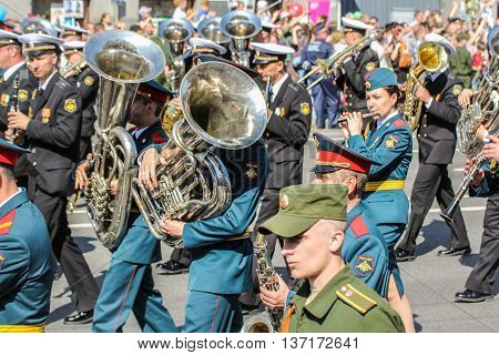 St. Petersburg, Russia - 9 May, Brass Band of the shares 