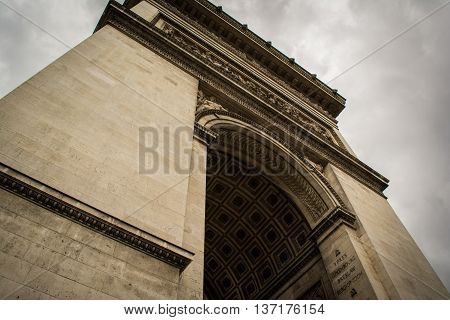 Looking Up at the Epic Arc de Triopmhe