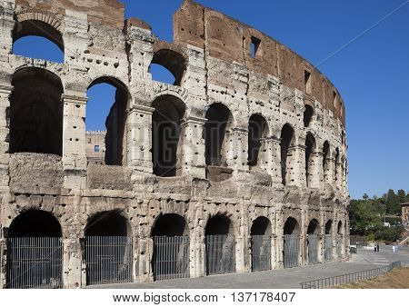 Italy. Rome. The ancient Collosseo in a sunny day