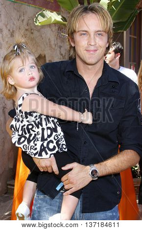 Larry Birkhead and Dannielynn Birkhead at the Simpsons Ride Opening Celebration Party held at the Universal Studios Hollywood in Universal City, USA on May 17, 2008. 