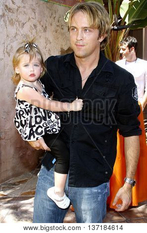 Larry Birkhead and Dannielynn Birkhead at the Simpsons Ride Opening Celebration Party held at the Universal Studios Hollywood in Universal City, USA on May 17, 2008. 