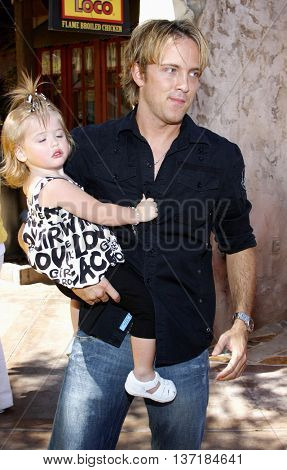 Larry Birkhead and Dannielynn Birkhead at the Simpsons Ride Opening Celebration Party held at the Universal Studios Hollywood in Universal City, USA on May 17, 2008. 