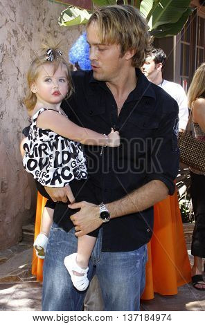 Larry Birkhead and Dannielynn Birkhead at the Simpsons Ride Opening Celebration Party held at the Universal Studios Hollywood in Universal City, USA on May 17, 2008. 