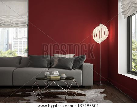 Interior modern design room 3D rendering