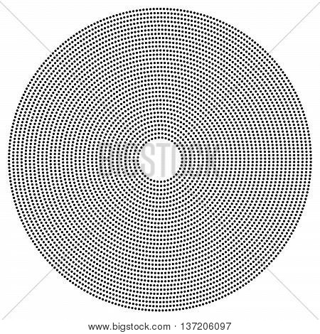 Dotted Circular Element. Mononochrome Black And White Illustration On White.