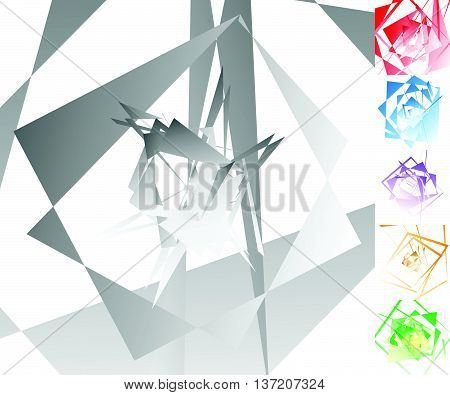 Edgy, Angular Geometric Art In 6 Colors.