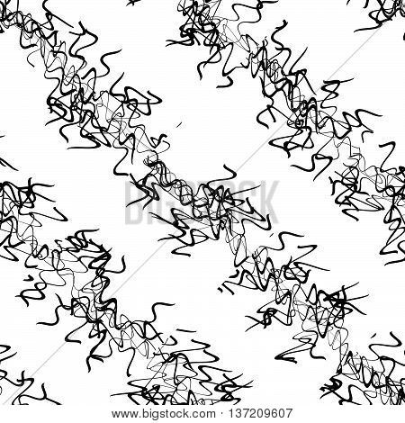 Entangled, Squiggly Lines. Chaotic Abstract Monochrome Illustration