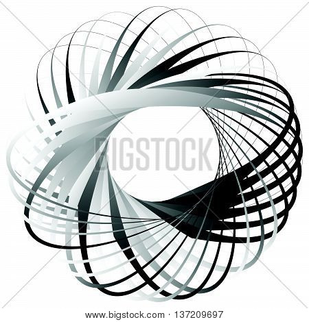 Random Circular Element. Abstract Monochrome Graphic On White.