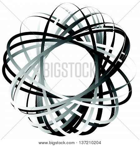 Random Circular Element. Abstract Monochrome Graphic On White.