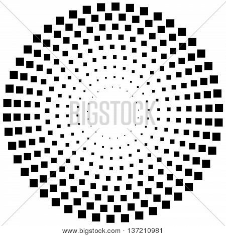 Dotted Circular Element. Mononochrome Black And White Illustration On White.