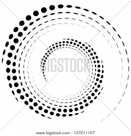 Dotted Circular Element. Mononochrome Black And White Illustration On White.