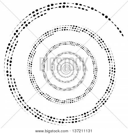 Dotted Circular Element. Mononochrome Black And White Illustration On White.