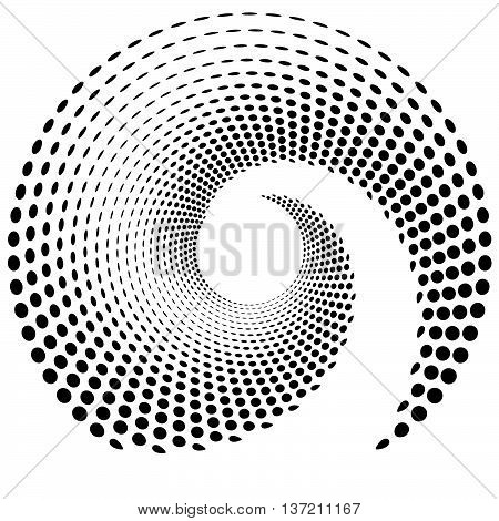 Dotted Circular Element. Mononochrome Black And White Illustration On White.
