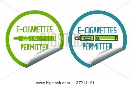 Set icons of electronic cigarettes permitted sticker label sign