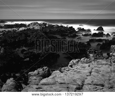 Black and White Soft focus slow shutter speed Asilomar State Marine Reserve California
