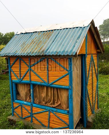 Bamboo cottage or house built in the countryside of Nepal.
