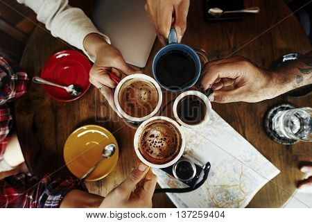 Camping Coffee Break Togetherness Friendship Concept