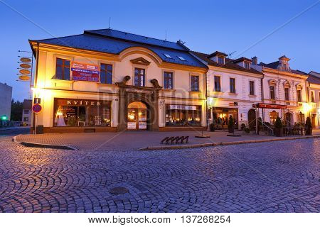 UHERSKE HRADISTE, CZECH REPUBLIC - JUNE 21, 2016: Historic architecture of the old town in Uherske Hradiste on June 21, 2016.