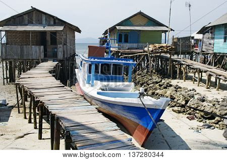 Fisherman's village in Bandar Lampung Sumatra Indonesia
