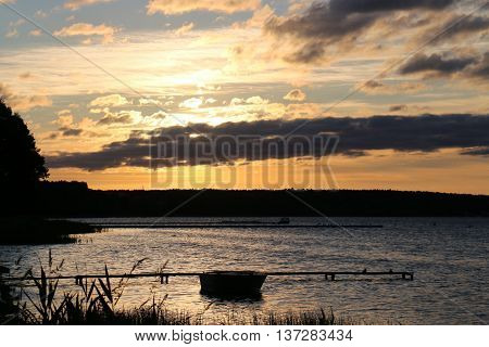 early morning and sunrise on the lake Naroch in Belarus