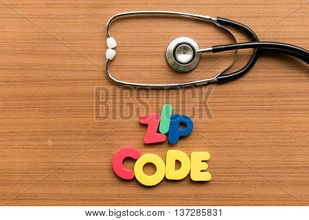 Zip Code Colorful Word With Stethoscope