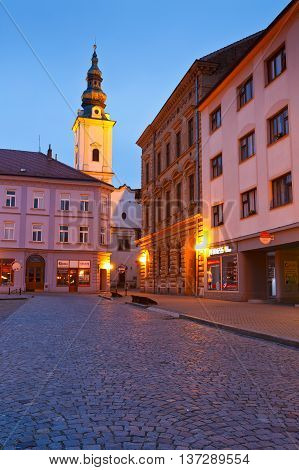 UHERSKE HRADISTE, CZECH REPUBLIC - JUNE 21, 2016: Historic architecture of the old town in Uherske Hradiste on June 21, 2016.