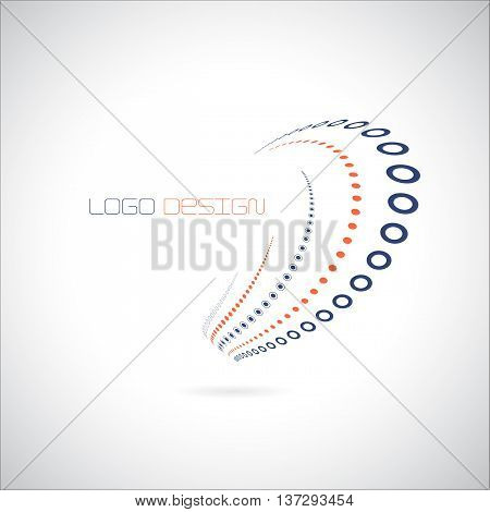 Abstract vector logo design template in blue-red color. Logo flat symbol isolated on white background. Vector illustration.
