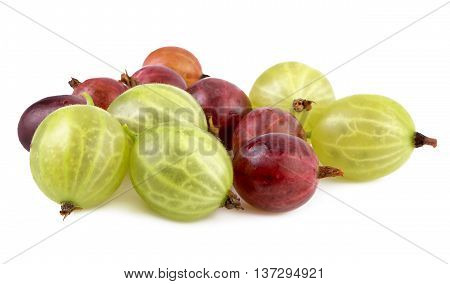 red green gooseberries isolated on white background