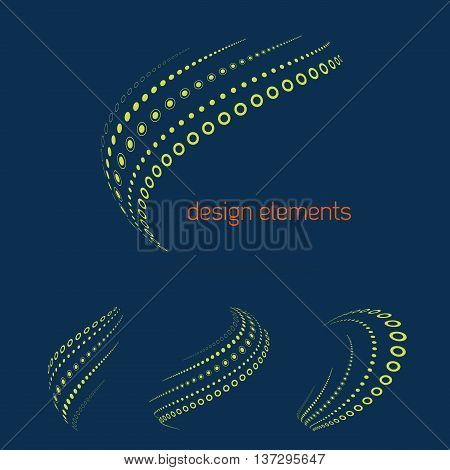 Set of abstract vector logo design templates in light green color. Logo flat symbol isolated on blue background. Vector illustration.