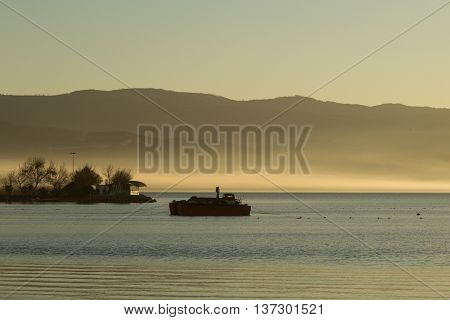 evening mist on Lake Iznik, Iznik, Turkey